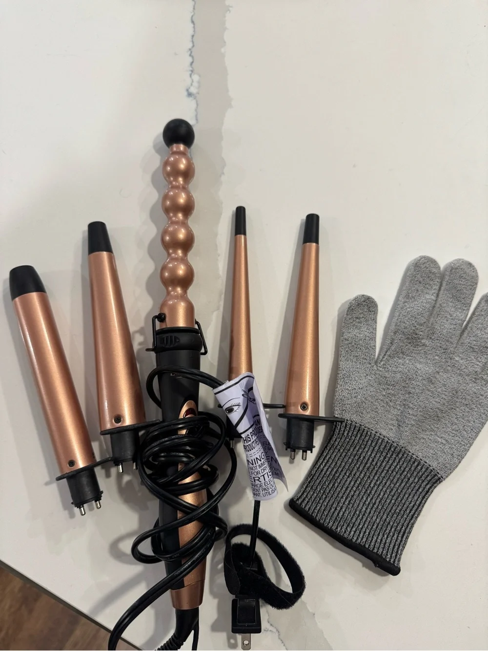 5 in 1 Curling Iron Set - BESTOPE PRO Curling Wand Iron - 0.35”-1.25” Barrels